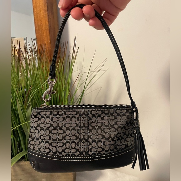 Coach Handbags - Coach Black and Gray Patterned Shoulder Bag